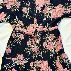 Billabong Black and Pink Floral Mini Dress